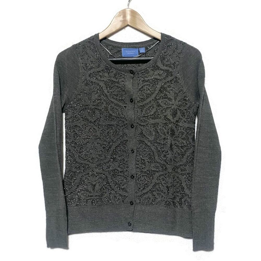 Vera Wang Lightweight Button Up Sweater Size Extra Small Button Up Dark Grey